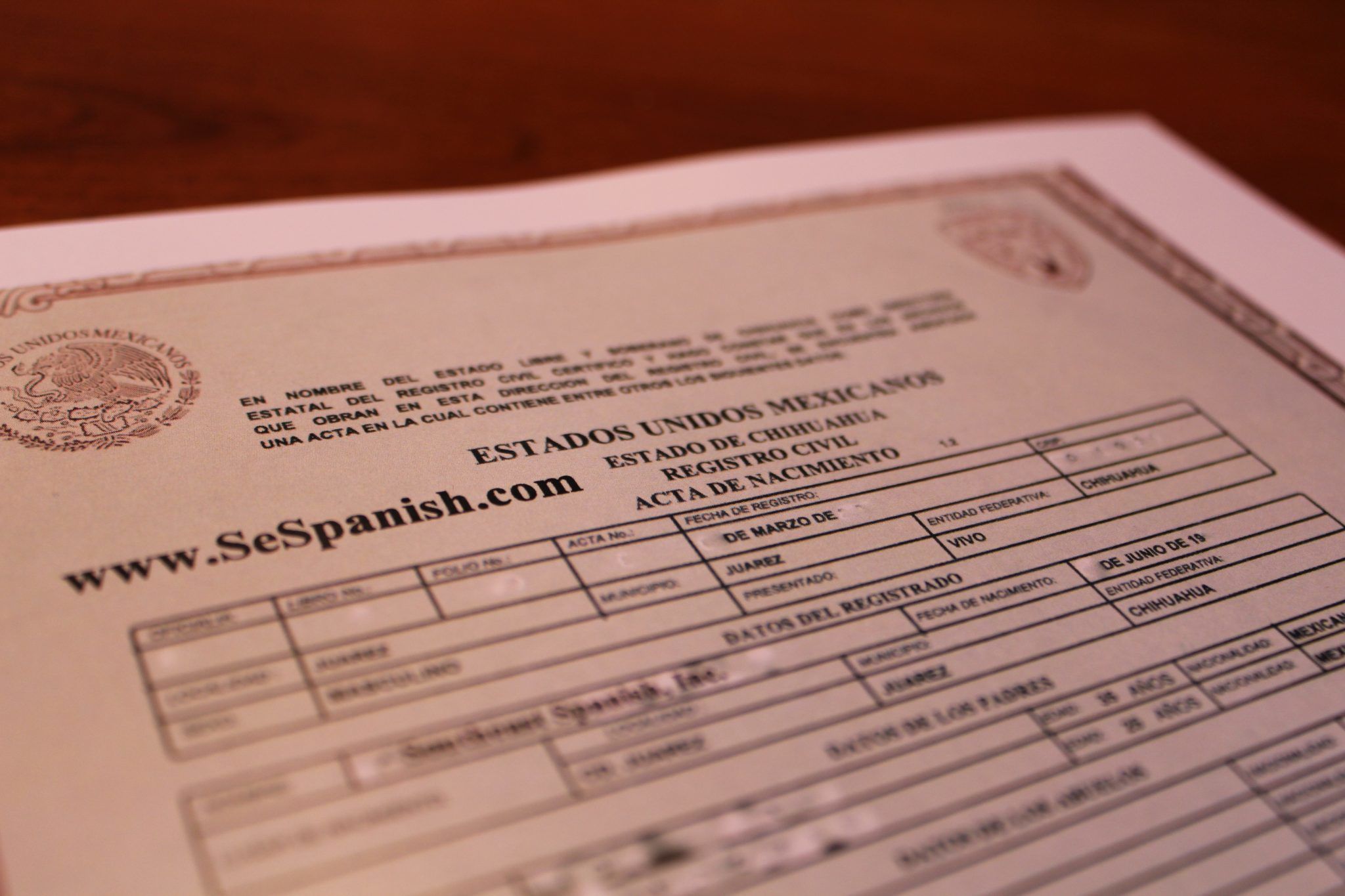 Peruvian Birth Certificate Translation Template