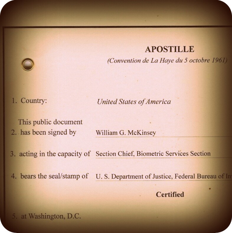 Sample of a US Department of State Apostille